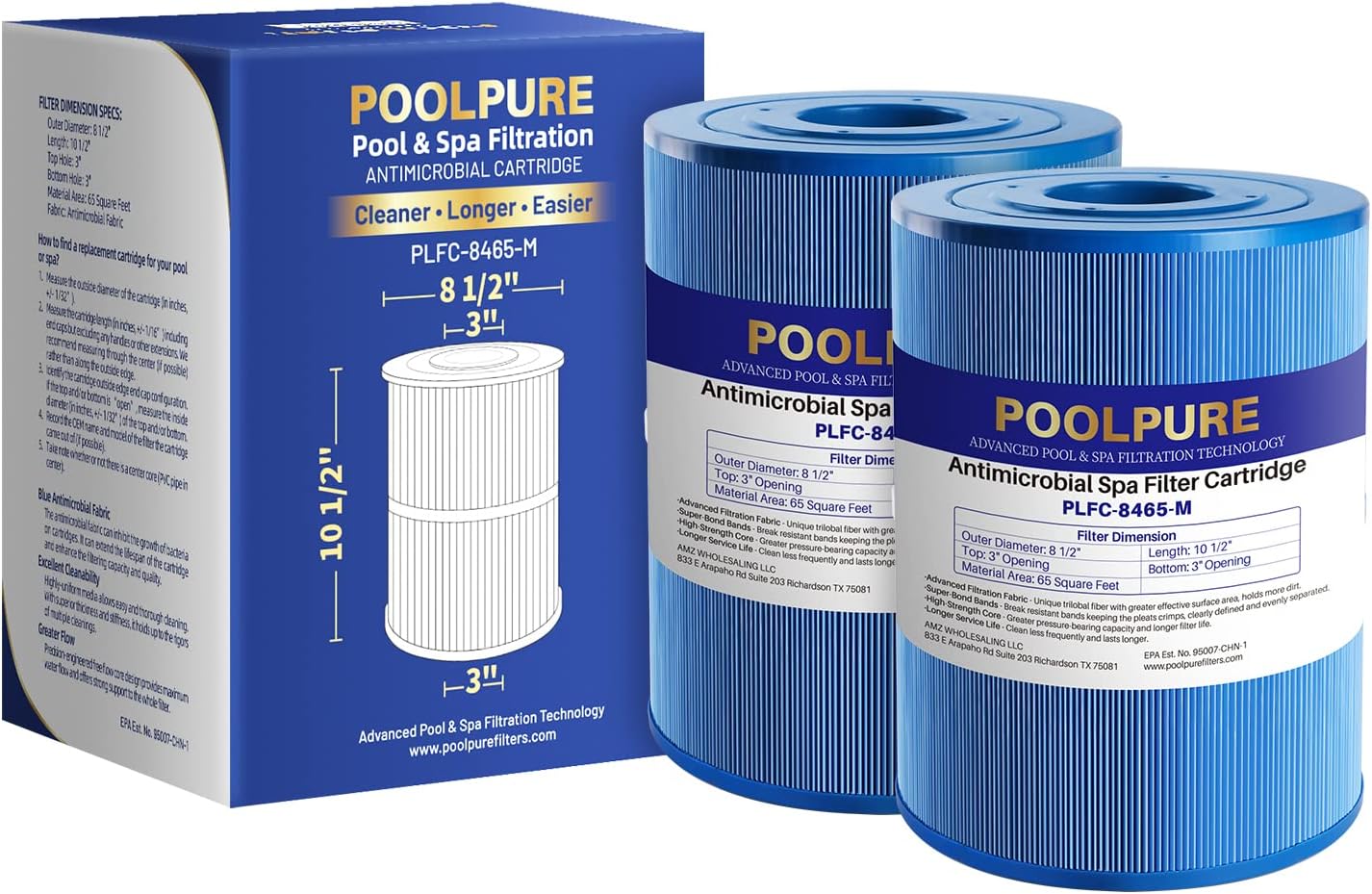 POOLPURE Antimicrobial Spa Filter for Watkins 31114 & More