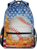 Blue Baseball Bookbags Chic School Backpack for 3rd-5th Grade - Laptop