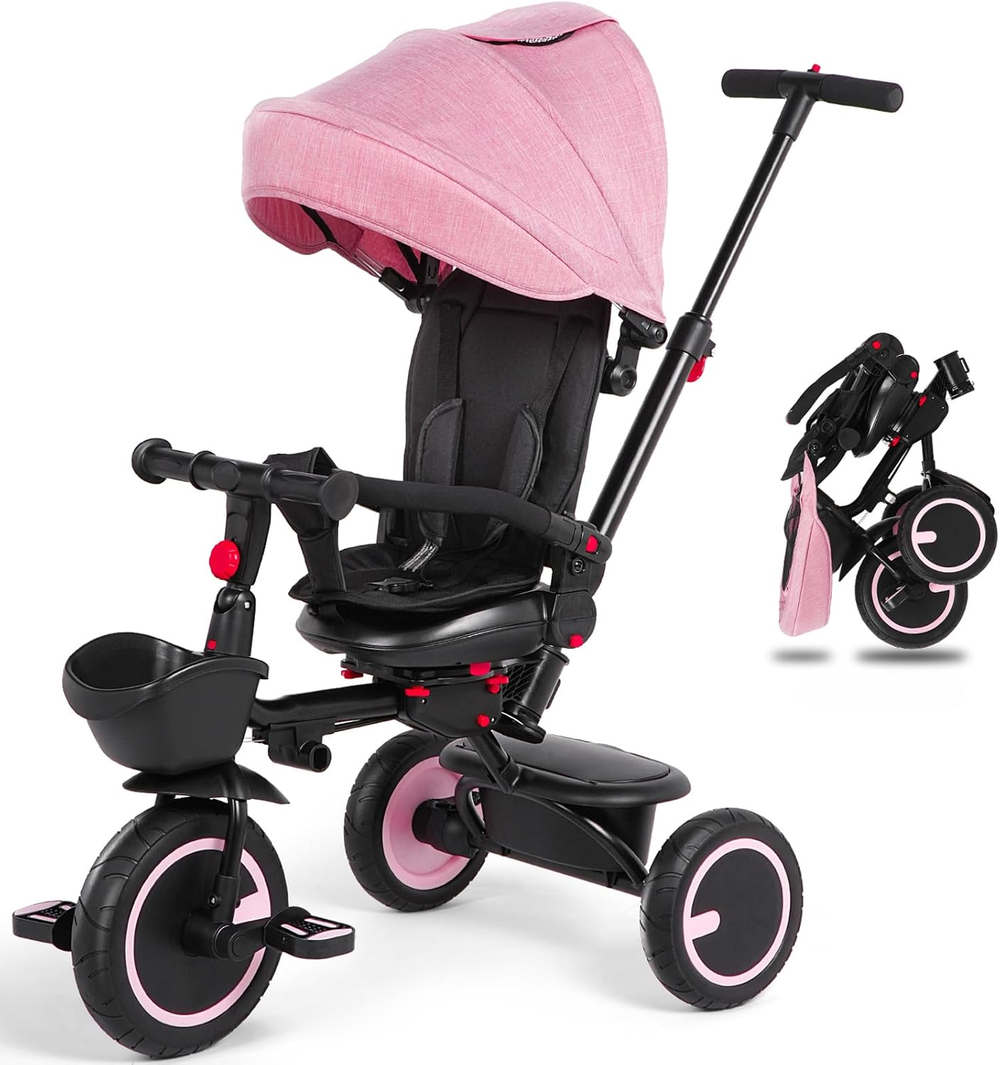 Convertible Baby Tricycle - 7-in-1 Foldable Trike, Ultimate Safety & Comfort!