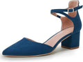 FISACE Womens Low Mid Square Heel Ankle Strap Pumps - Office Ready
