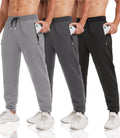3 Pack Sweatpants for Men Tapered Joggers with Zip (Style XGP7)