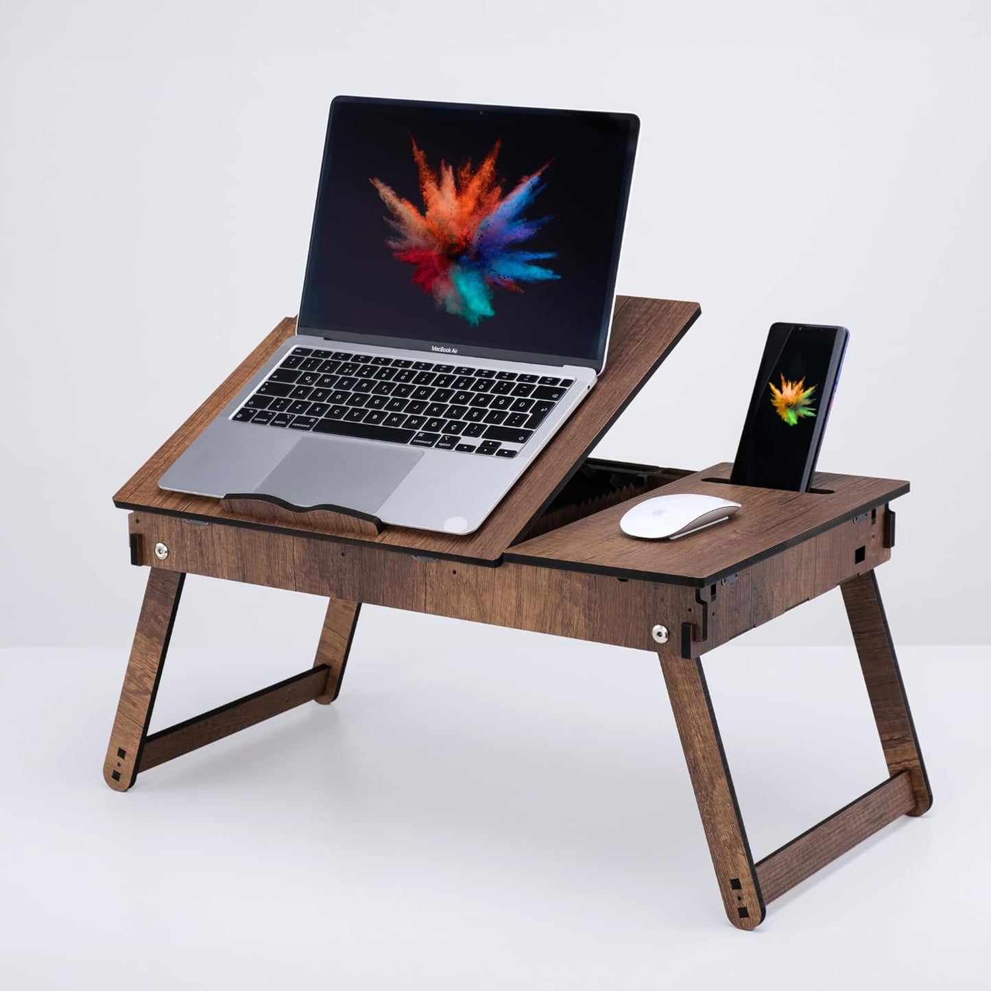 Adjustable Laptop Stand for Bed with Storage - Ergonomic Design