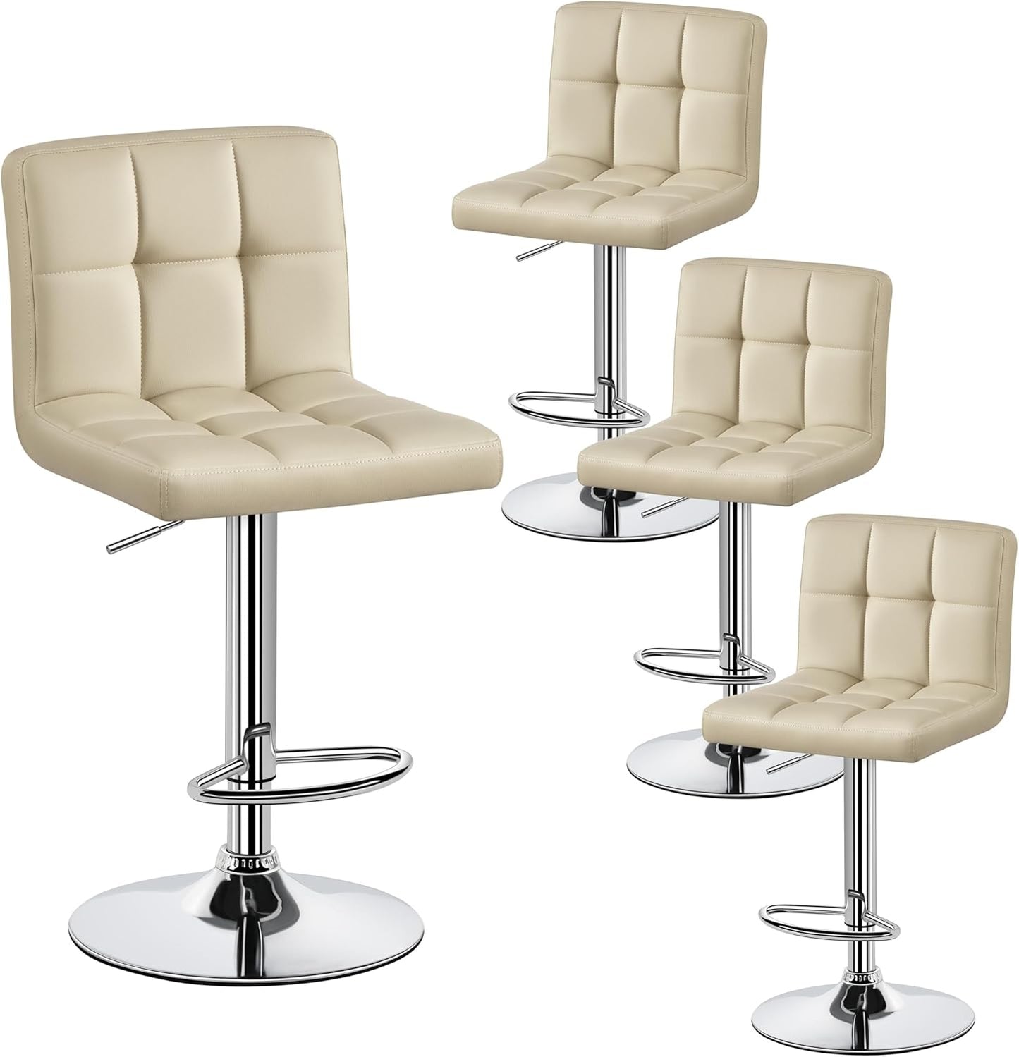 Yaheetech Adjustable PU Leather Swivel Bar Stools Set of 4