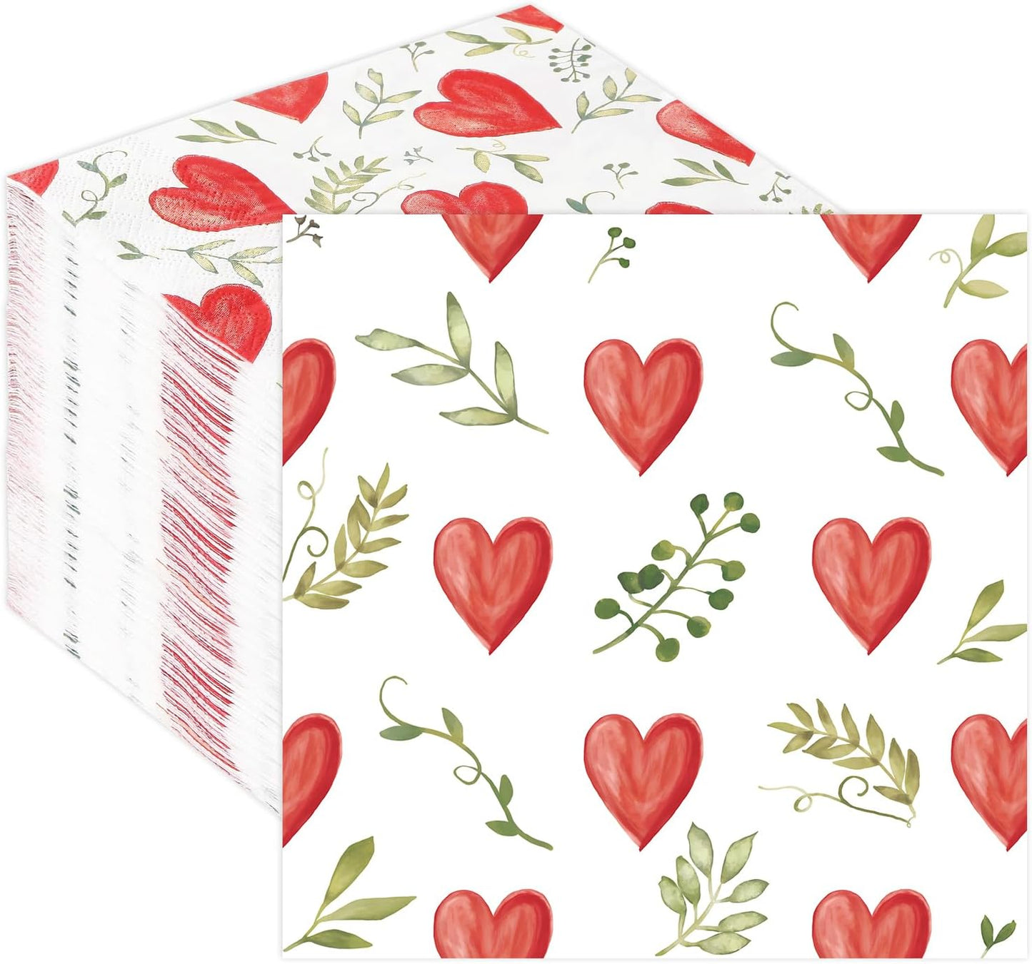 Valentine's Day Watercolor Heart Napkins - 50 Pack