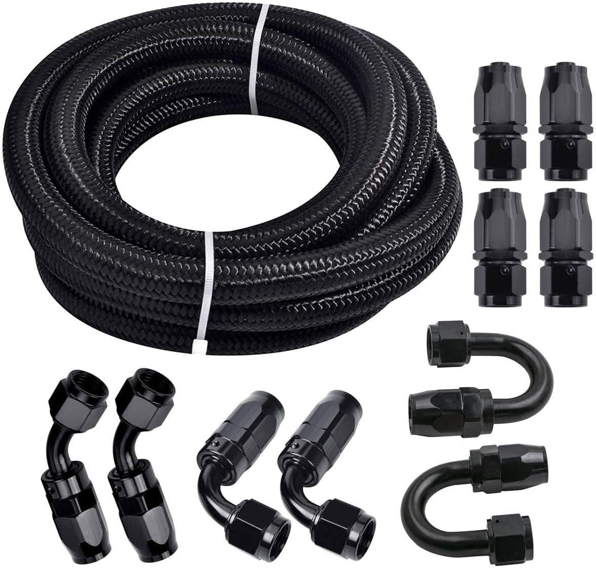 3/8 6AN 20FT Nylon Stainless Steel Braided Fuel Line Hose Kit