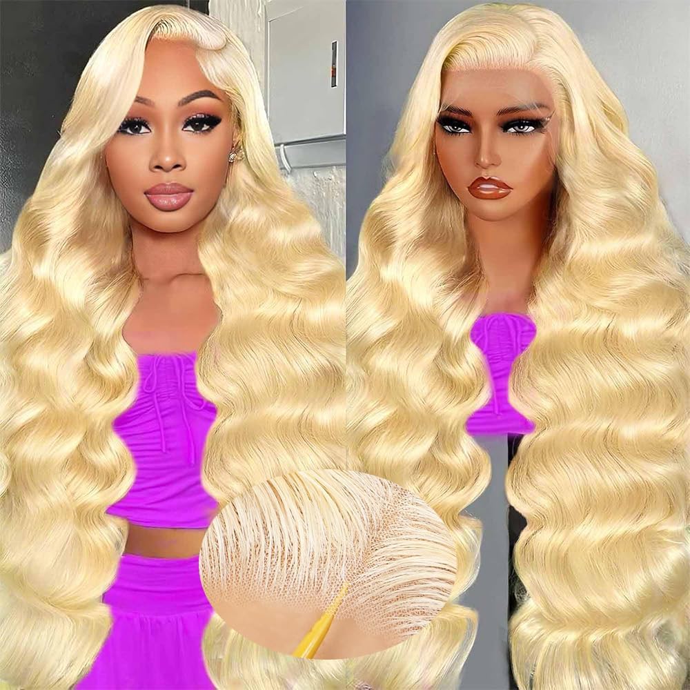 613 Lace Front Wig Human Hair 28 Inch Glueless Blonde Wig