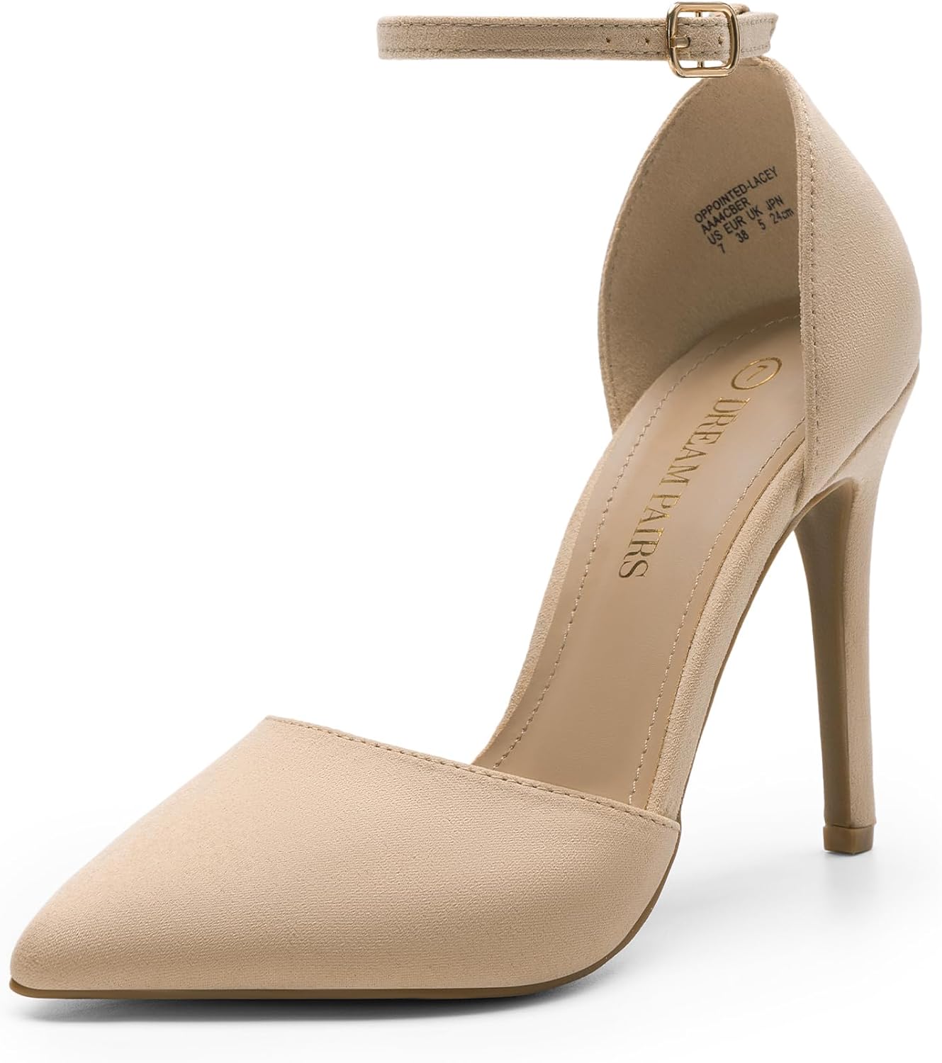 DREAM PAIRS Women's Pointed Toe Ankle Strap High Heel Pumps
