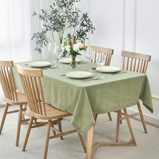 Lux Faux Linen Table Cloth for Dining Table 60 x 140 Inch Sage Green