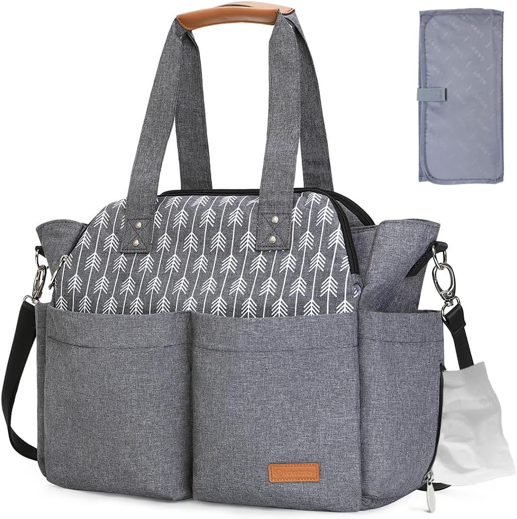Lekebaby Diaper Bag Tote: Stylish, Large, and Waterproof Design
