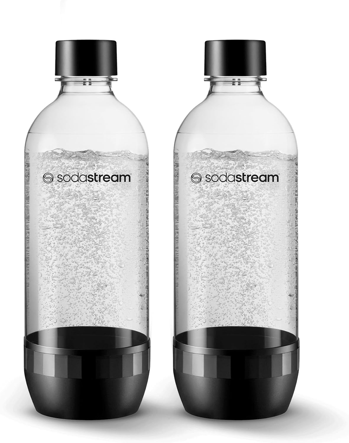 SodaStream 1L Carbonating Bottles x2 - Dishwasher Safe, Black