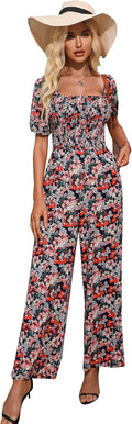 Love Welove Fashion Summer Floral Jumpsuit - Flowy Wide Leg Romper is