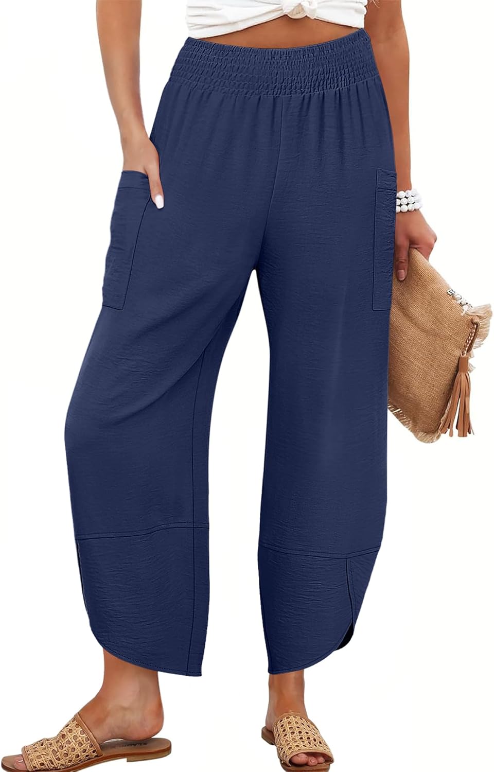 Womens Wide Leg Palazzo Capri Pants for Summer Casual Style