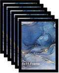 8x11 Picture Frame Set of 6 Black - Lightweight Wall Frames