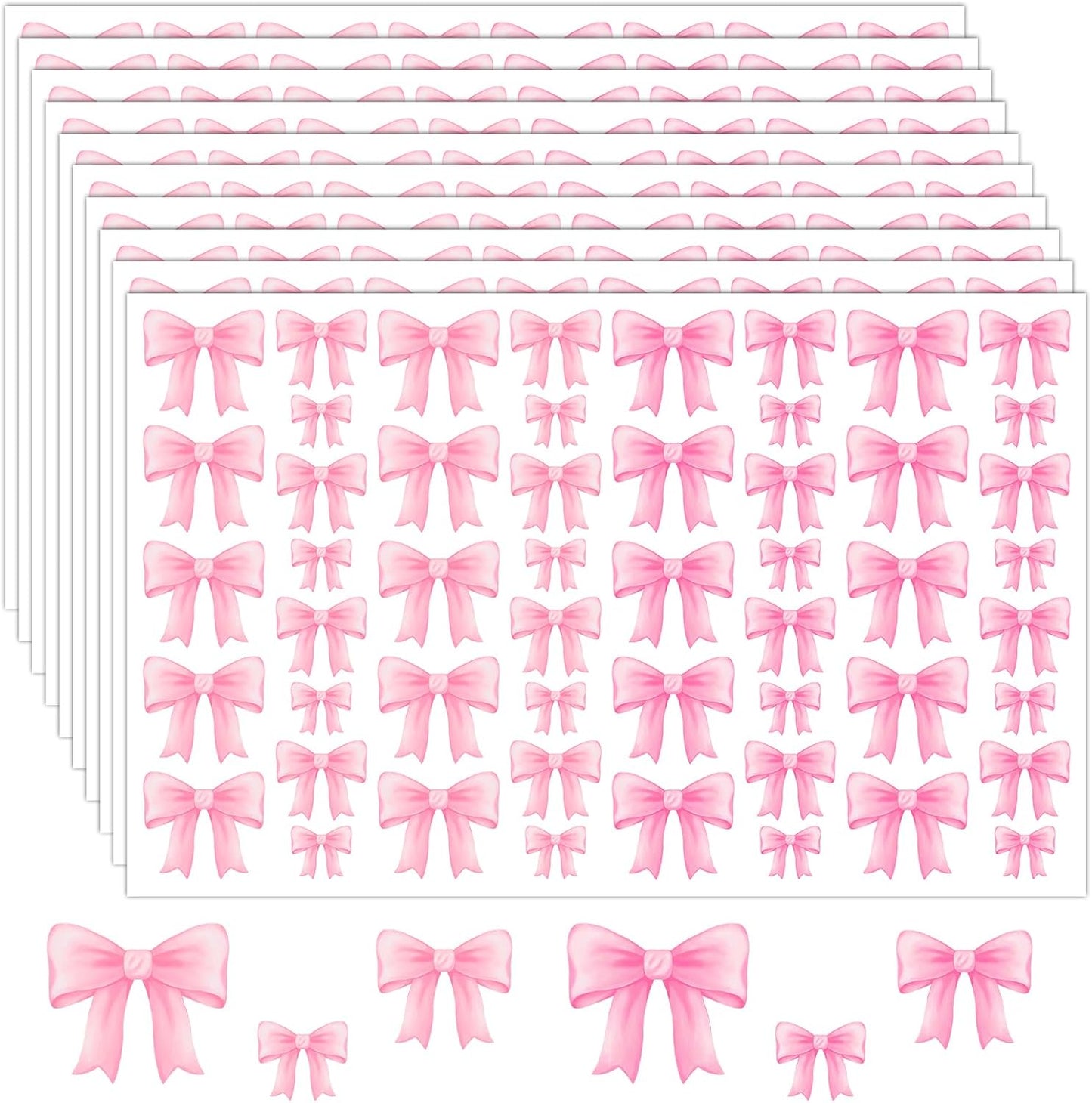 520 Pink Coquette Bow Stickers - Decal for Scrapbooking & Water Bottles