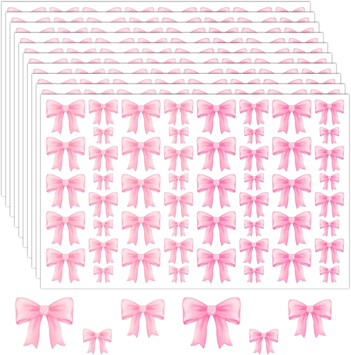 520 Pink Coquette Bow Stickers - Decal for Scrapbooking & Water Bottles
