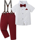 DISAUR Baby Boy Dress Suit with Bowtie and Suspenders - Classic