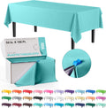 Party Solids 54 in x 100 ft Aqua Plastic Table Cover Roll - Cut