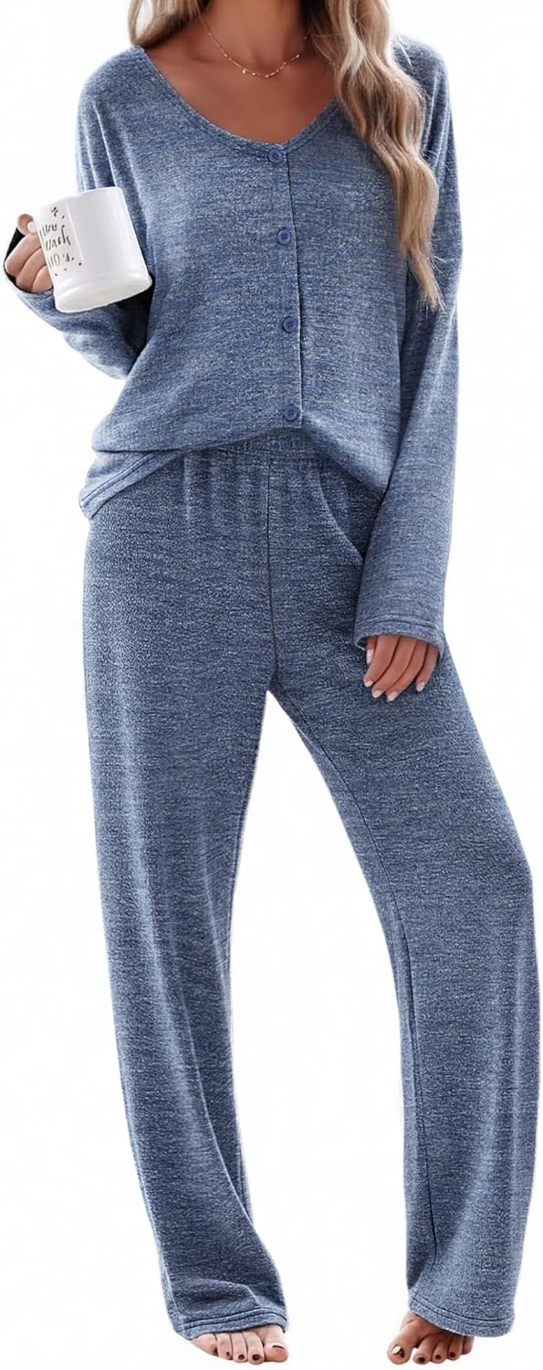 Ekouaer Womens Pajama Sets Soft Lounge Set with Pockets