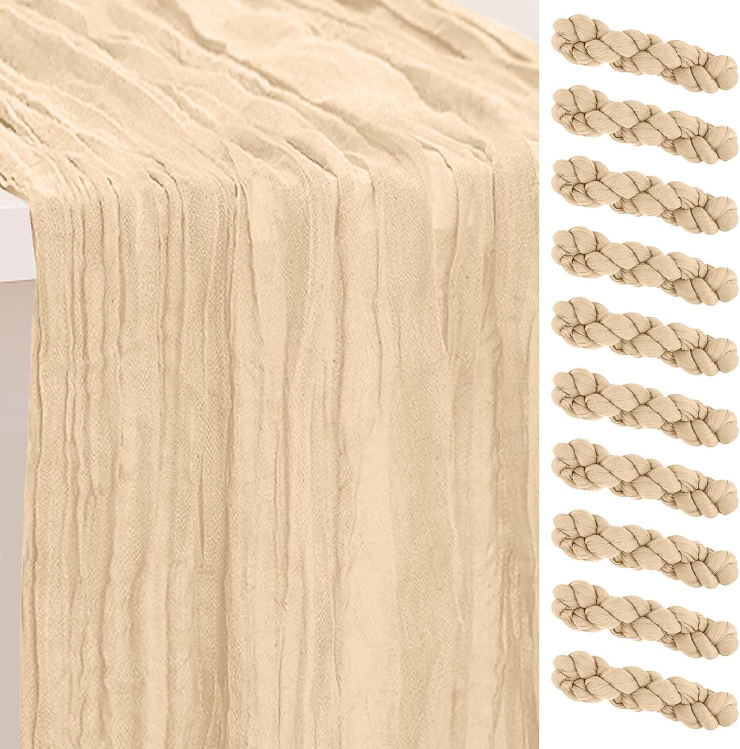 10 Pack Nude Cheesecloth Table Runner for Elegant Events