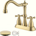 Antique Bathroom Faucet Brushed Gold Centerset - Classic 2-Handle