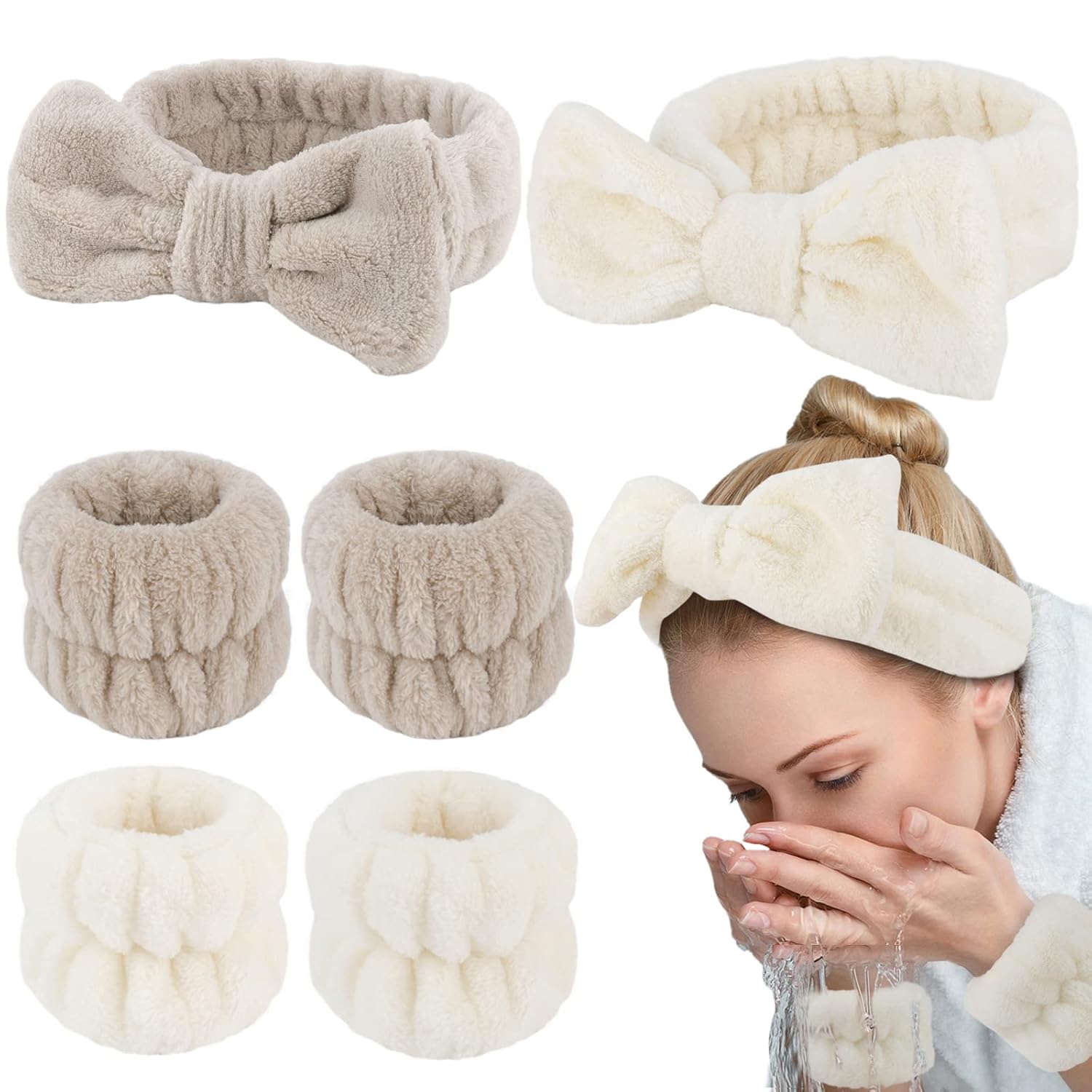 WHAVEL Spa Headband & Wristband Set - Ultimate Skincare Companion