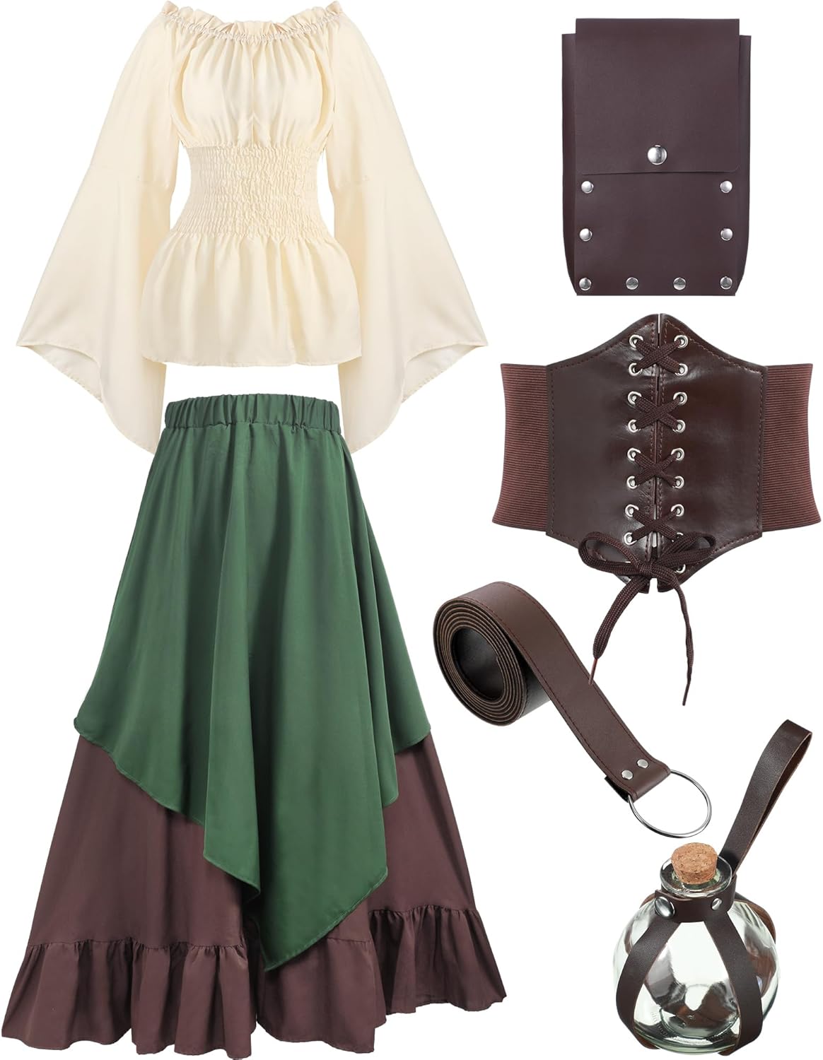 Hillban Women Medieval Renaissance Dress Costume for Halloween