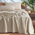 100% French Pure Linen Queen Size Sheets - Breathable Durable Set