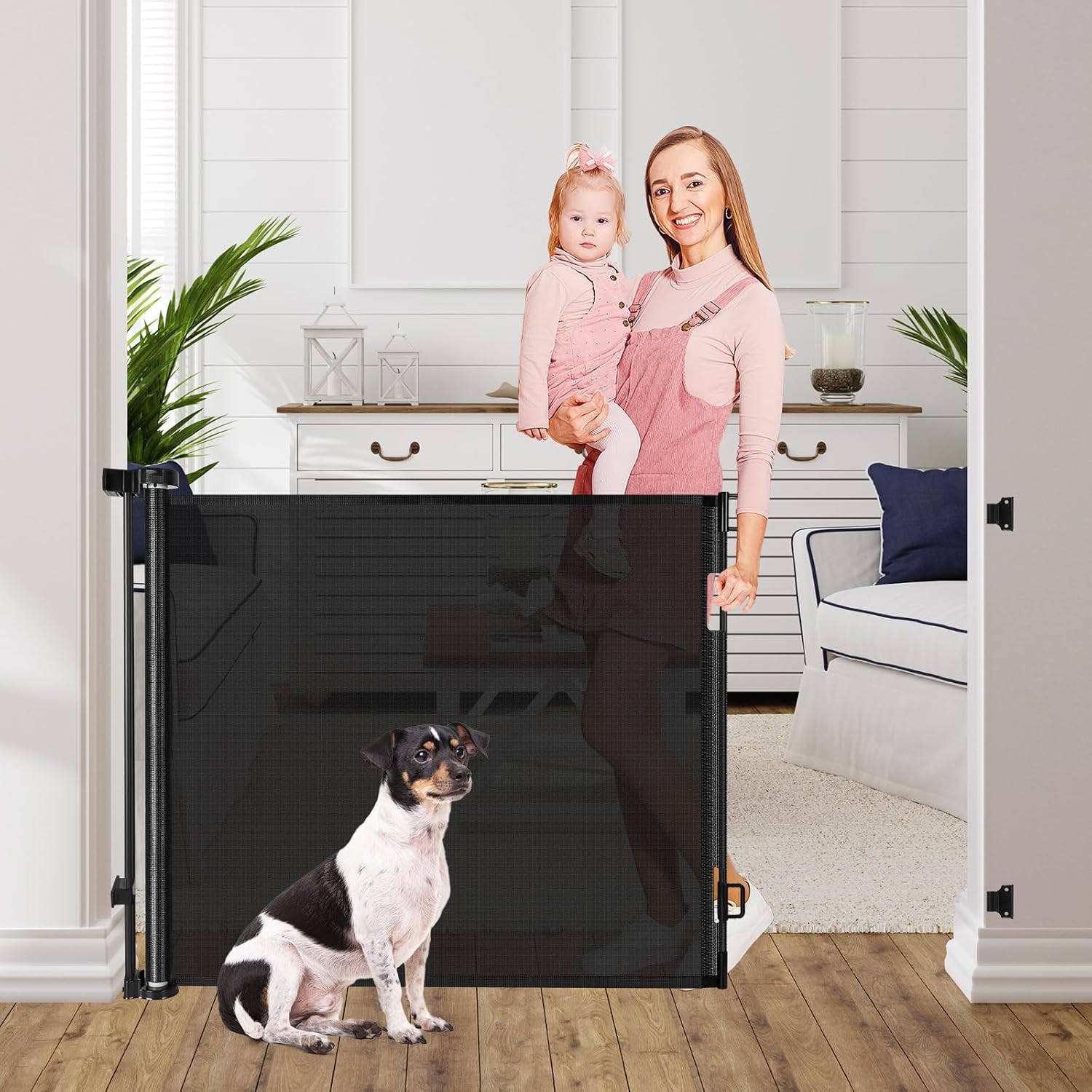 Retractable Puppy Gates for Indoor and Outdoor Use, 60 Wide