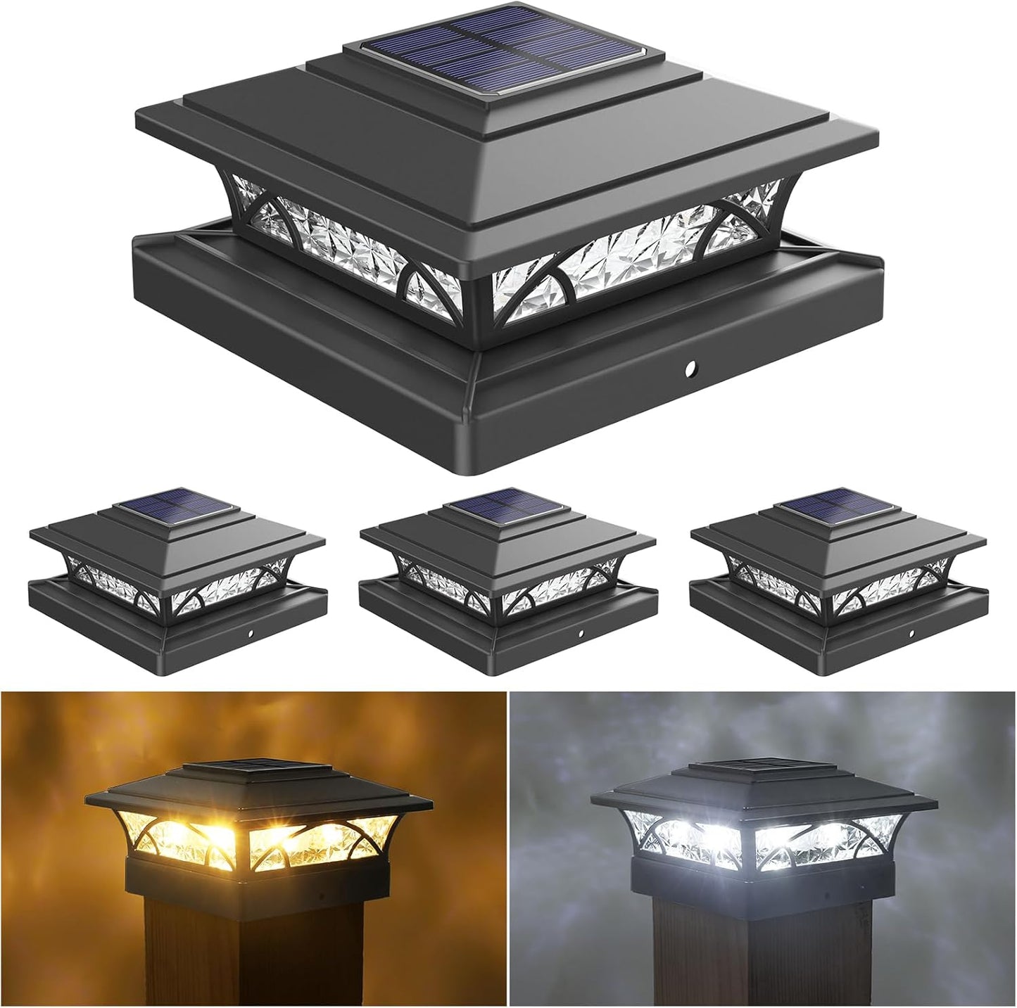 Solar Post Cap Lights Outdoor 4pack for Deck and Fence Posts