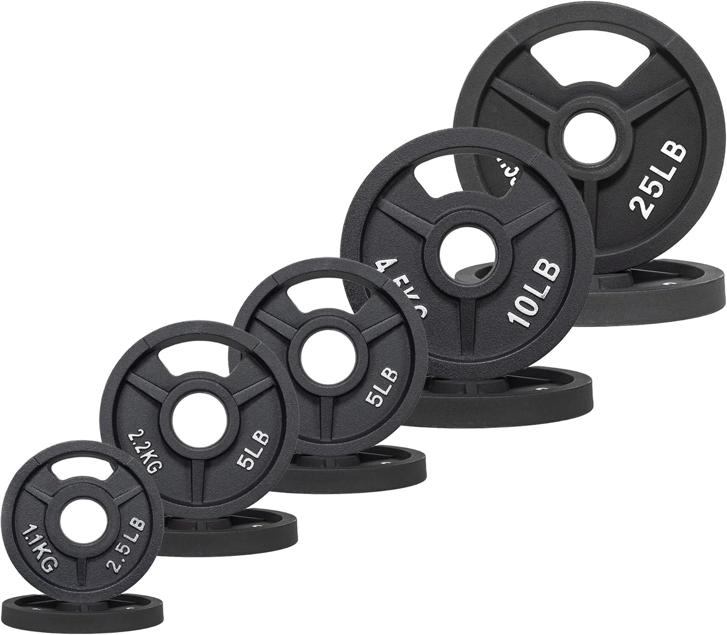 2-Inch Olympic Rubber Coated Cast Iron Weight Plates Set