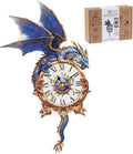 3D Wooden Blue Dragon Clock Puzzle Kit for Adults - Decorative DIY