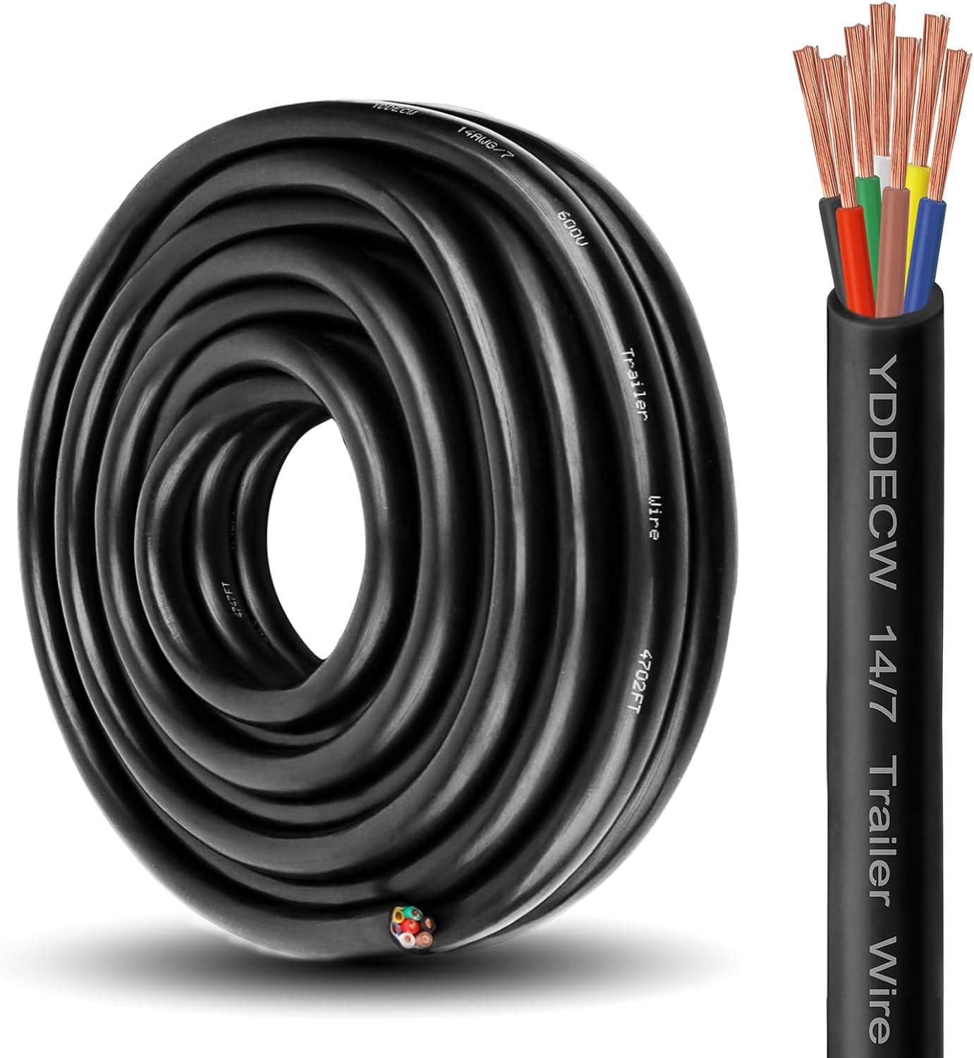 7 Way Trailer Wire 14 Gauge Heavy Duty 20FT Copper Cable