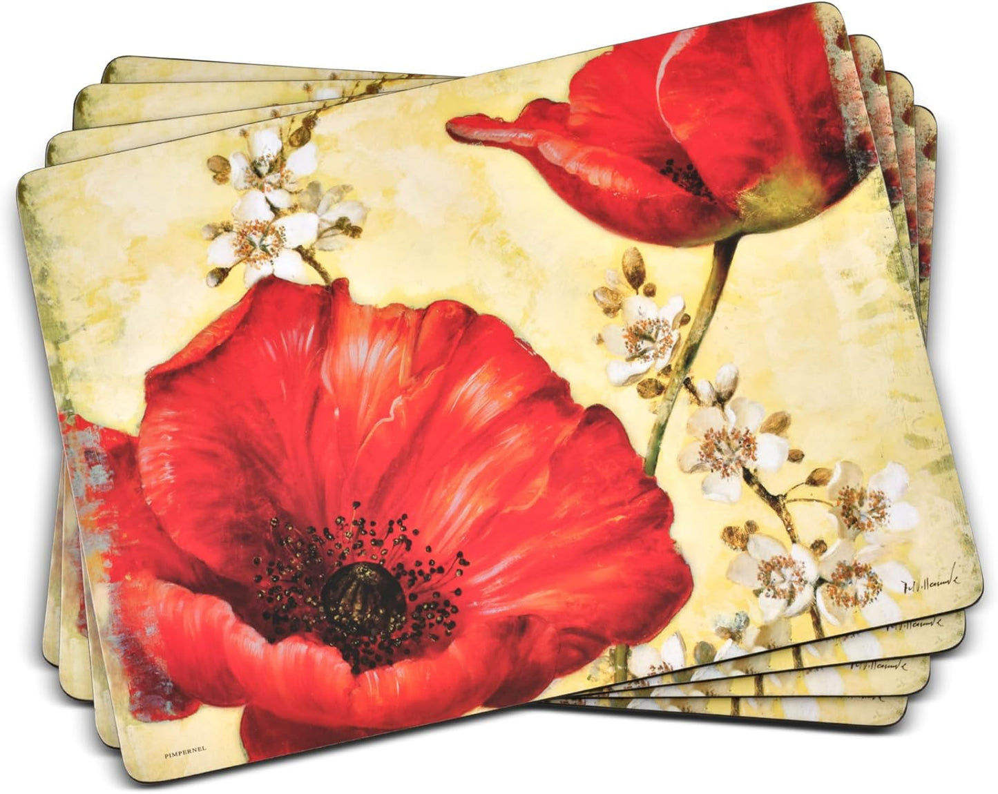 Pimpernel Poppy de Villeneuve Placemats - Elegant Floral Design
