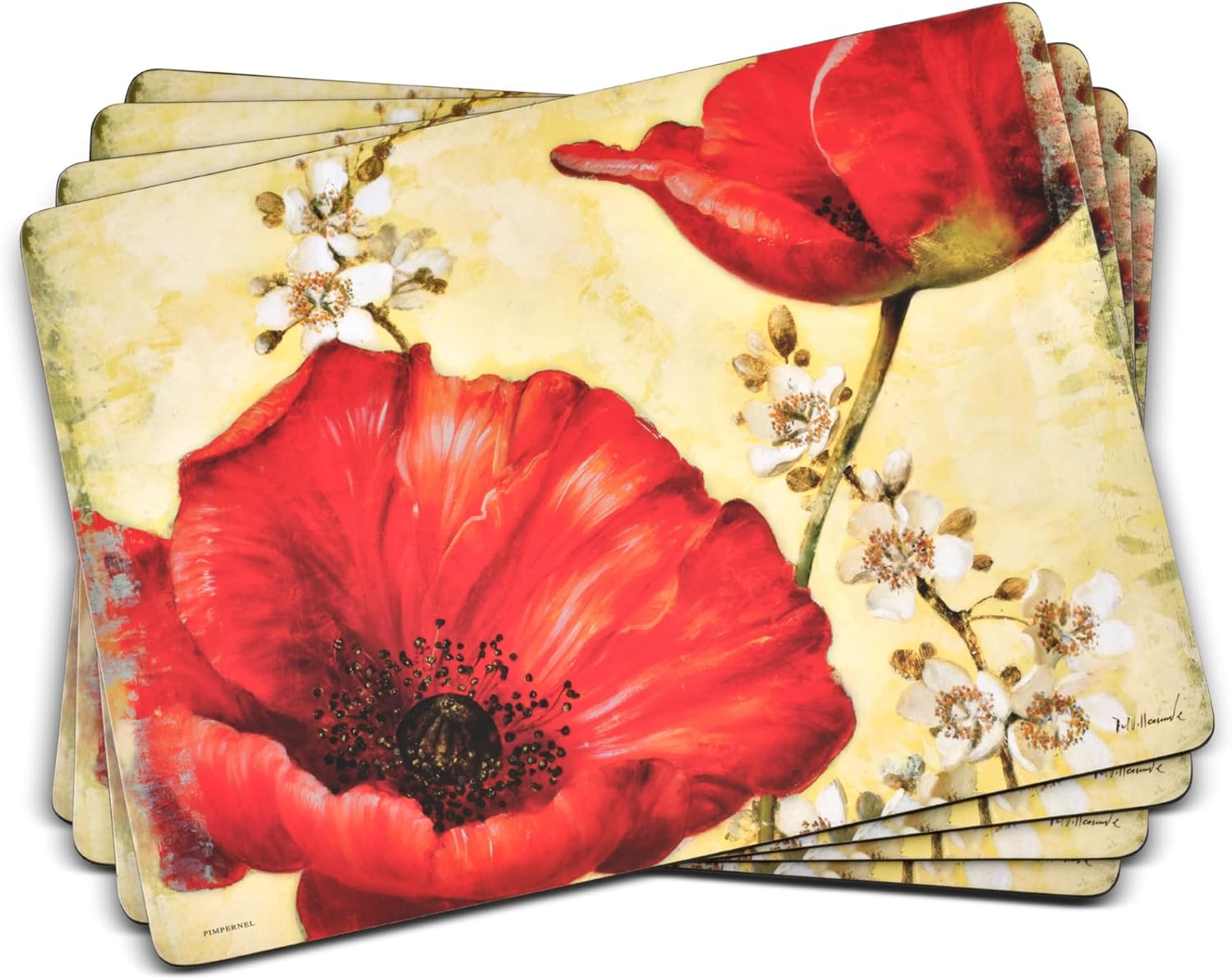 Pimpernel Poppy de Villeneuve Placemats - Elegant Floral Design