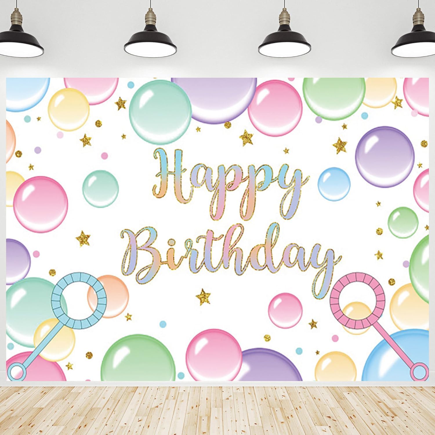 Colorful Bubble Birthday Backdrop for Girls Party Celebrations