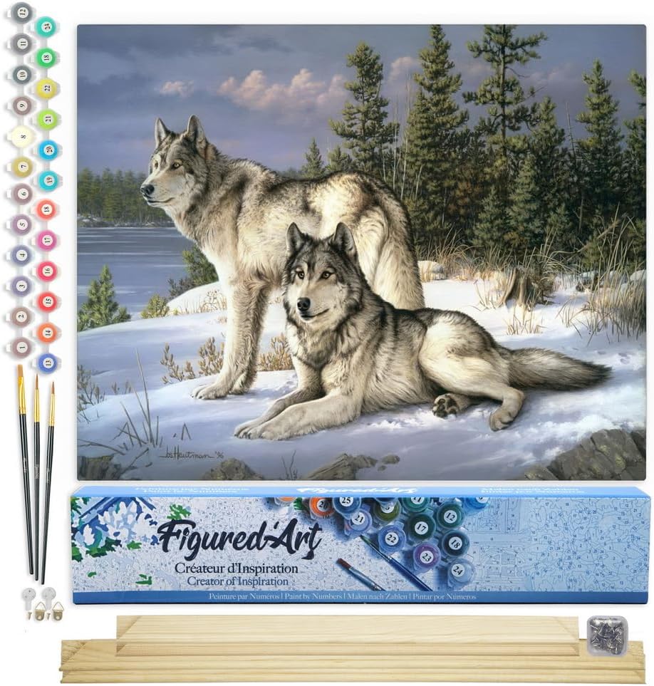 Wolves Couple Paint by Numbers Kit for Adults - 16x20 Canvas