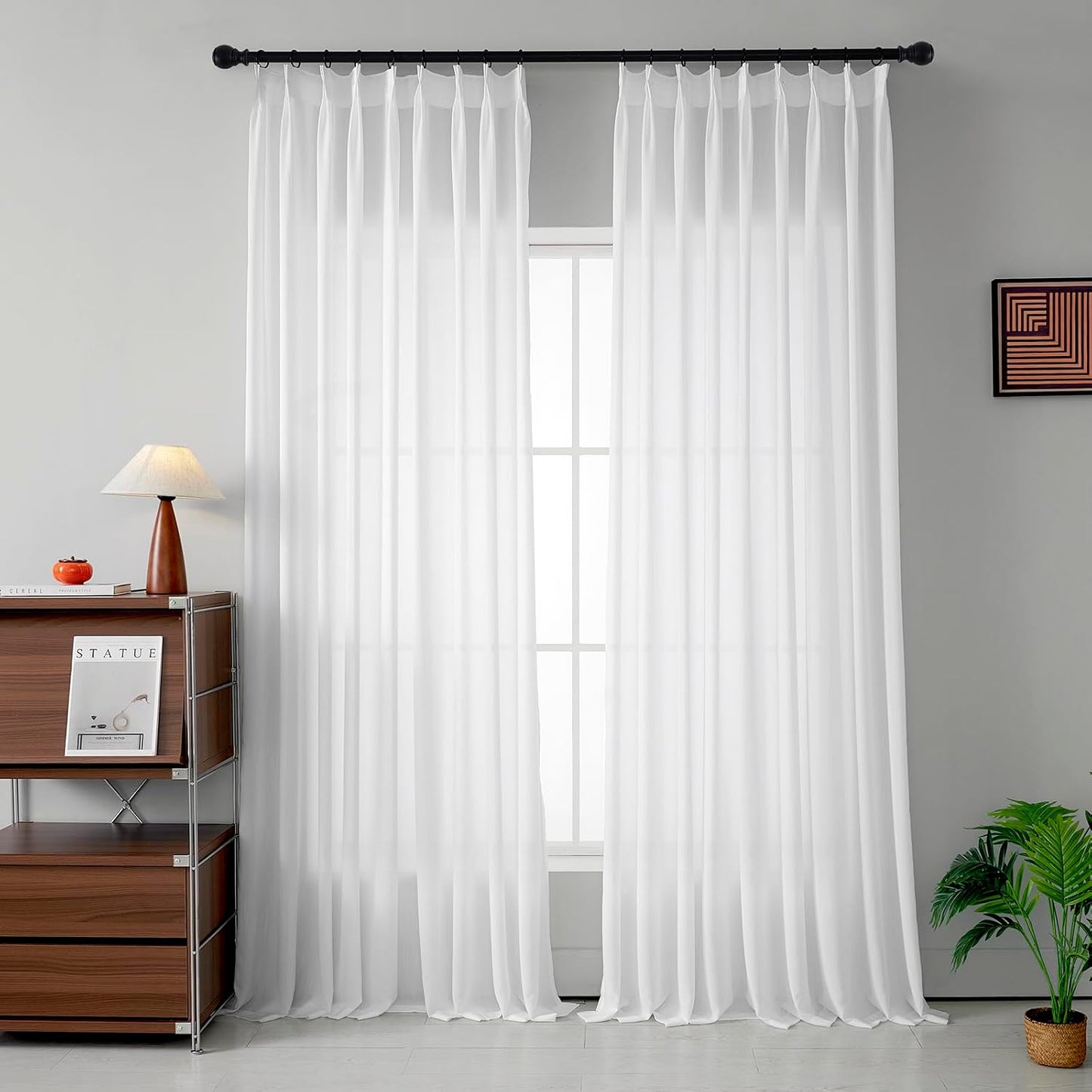 Pinch Pleated White Sheer Textured Curtains for Elegant Spaces