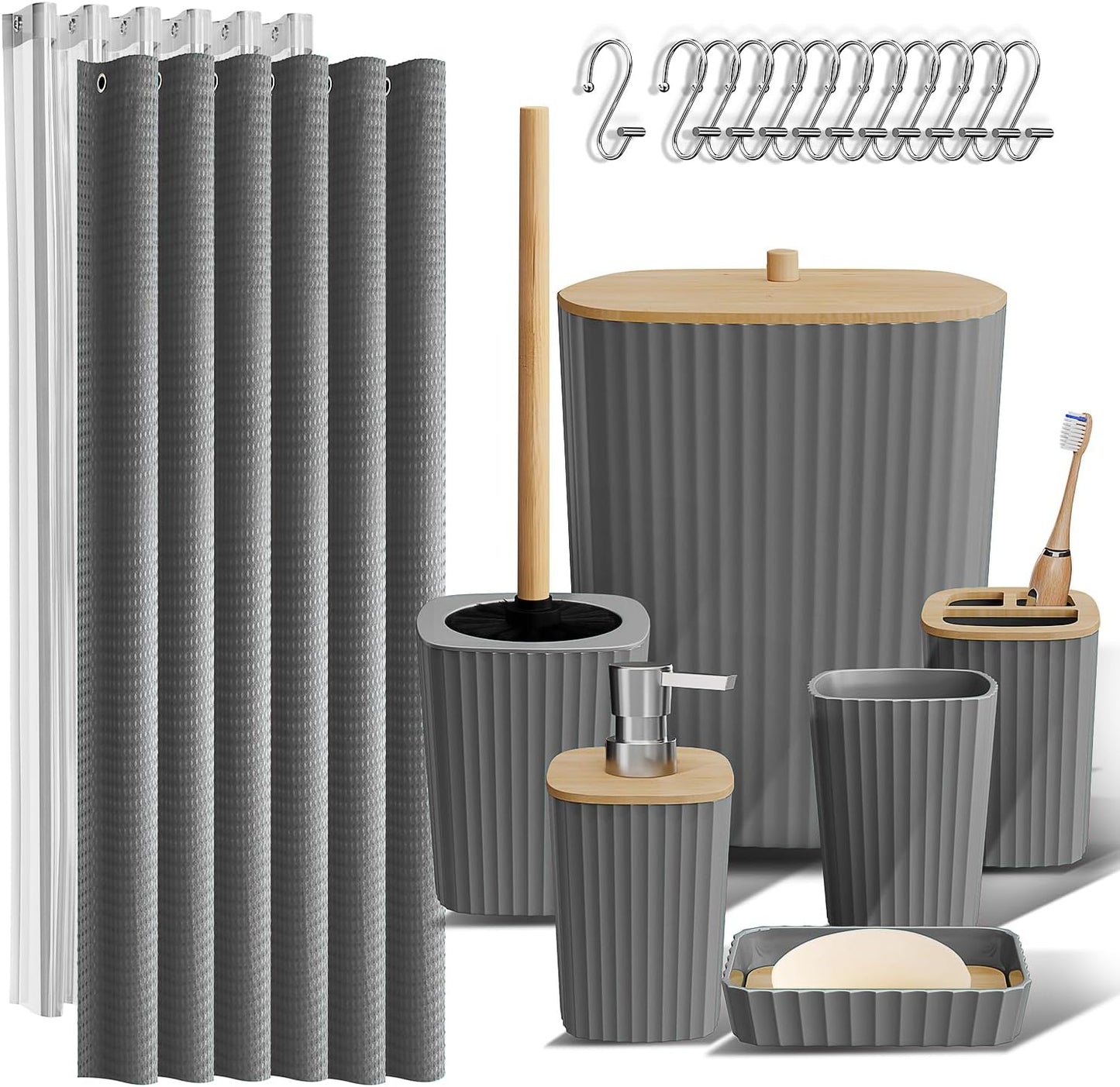 Clara Clark Grey Bathroom Accessories Set for Stylish Decor