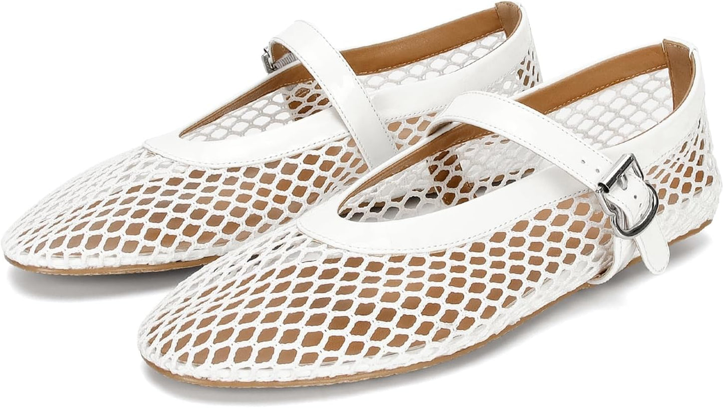DOEYG Mesh Ballet Flats for Women - Comfy Casual Office Shoes