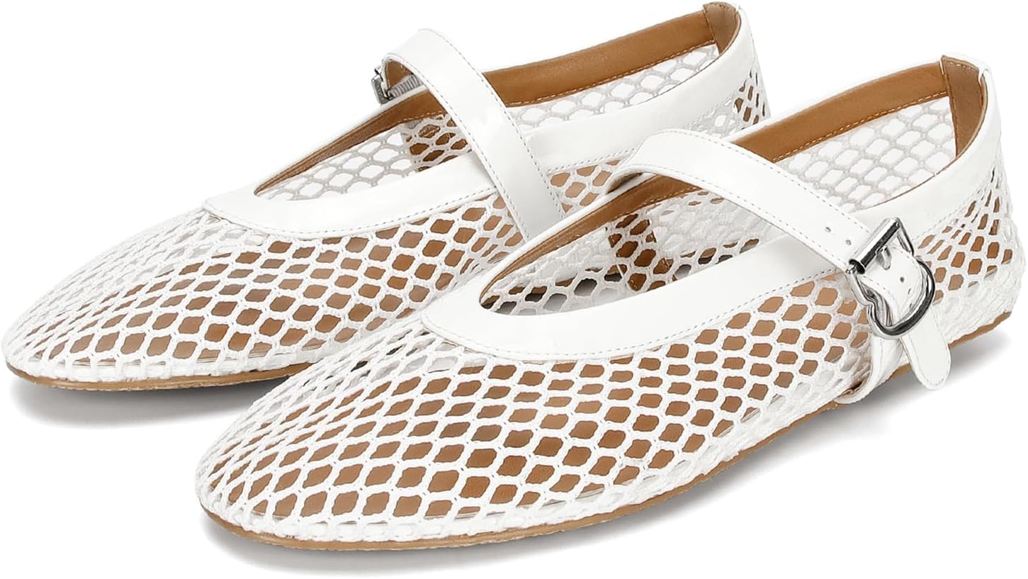 DOEYG Mesh Ballet Flats for Women - Comfy Casual Office Shoes