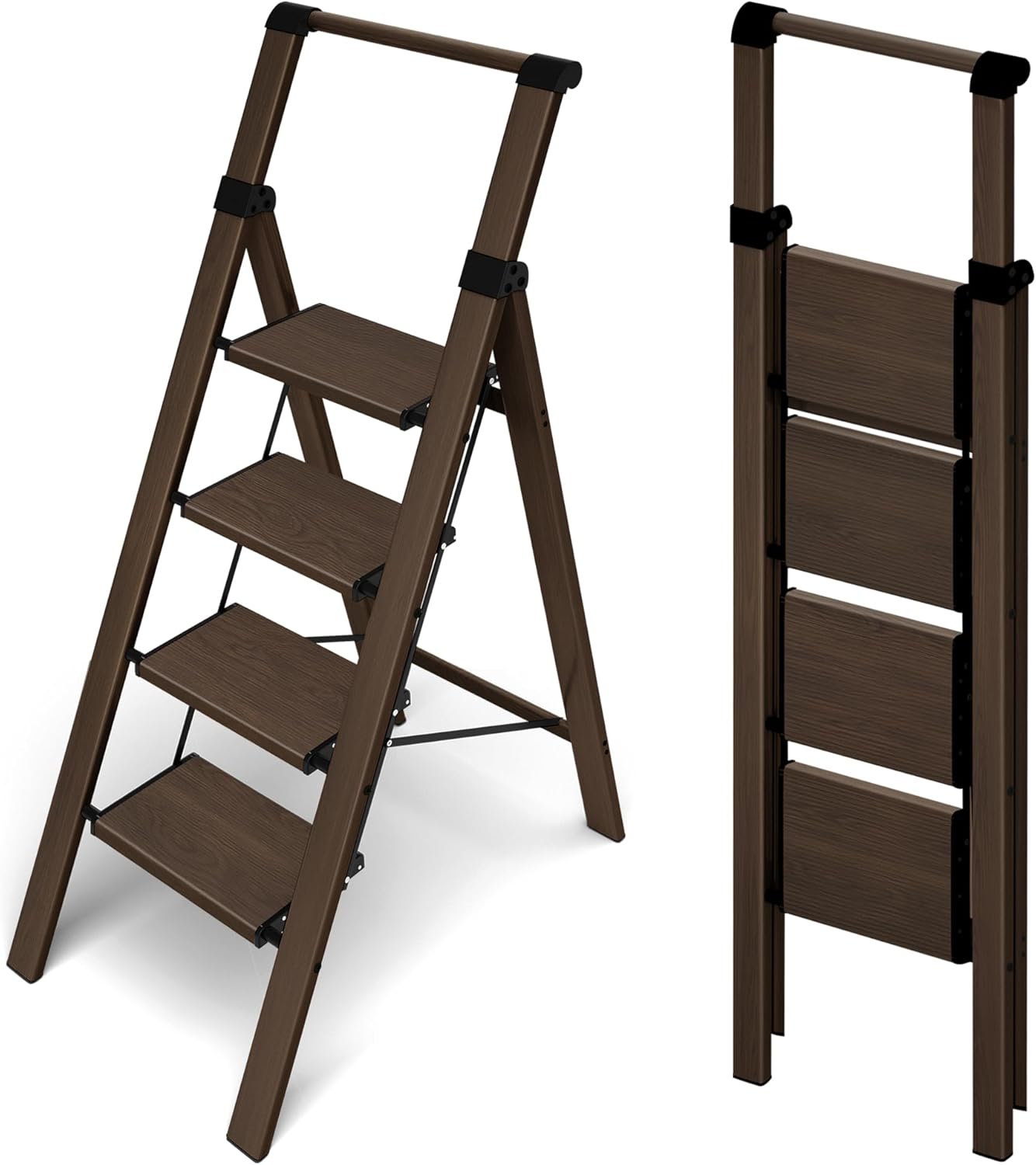 HillhutApex 4 Step Foldable Aluminum Step Ladder with Handgrip