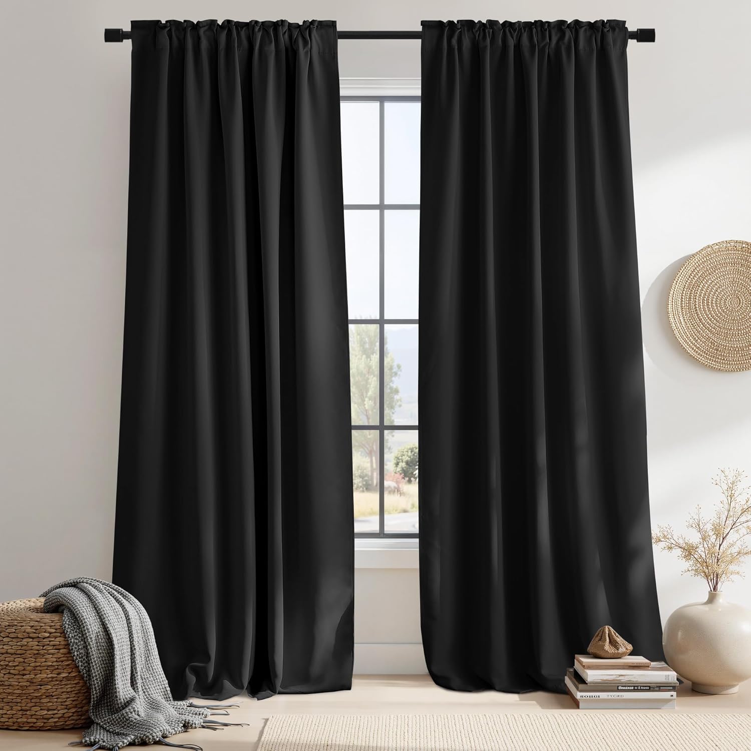 NICETOWN Halloween Blackout Curtains for Large Windows - Black