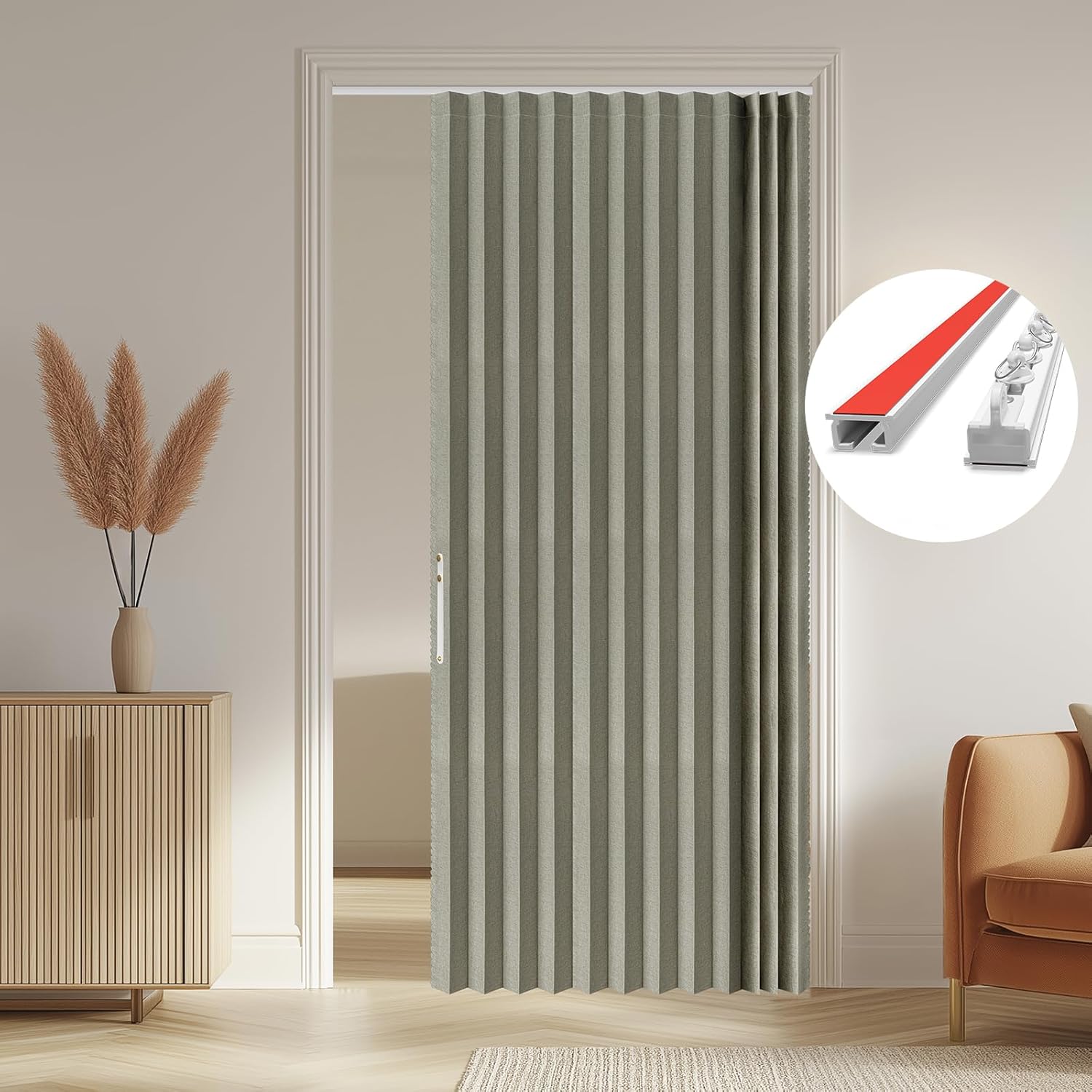 AJAZZ 100% Blackout Accordion Door Curtain for Home Use