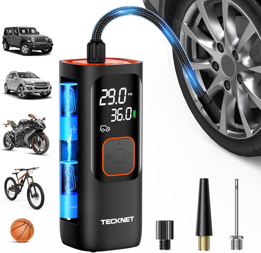 TECKNET Portable Air Compressor - Fast Inflation & Accurate Display