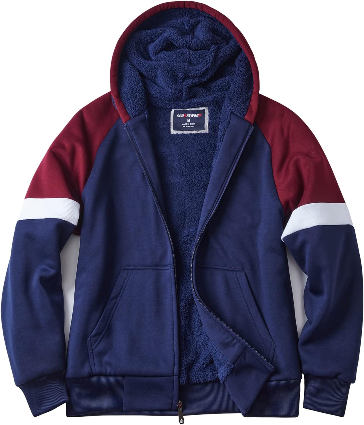 Facitisu Flannel Hoodies for Men Sherpa Lined Heavy Fleece