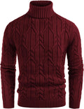 GRACE KARIN Men Turtleneck Sweater Slim Fit Cable Knit - Warm Staple