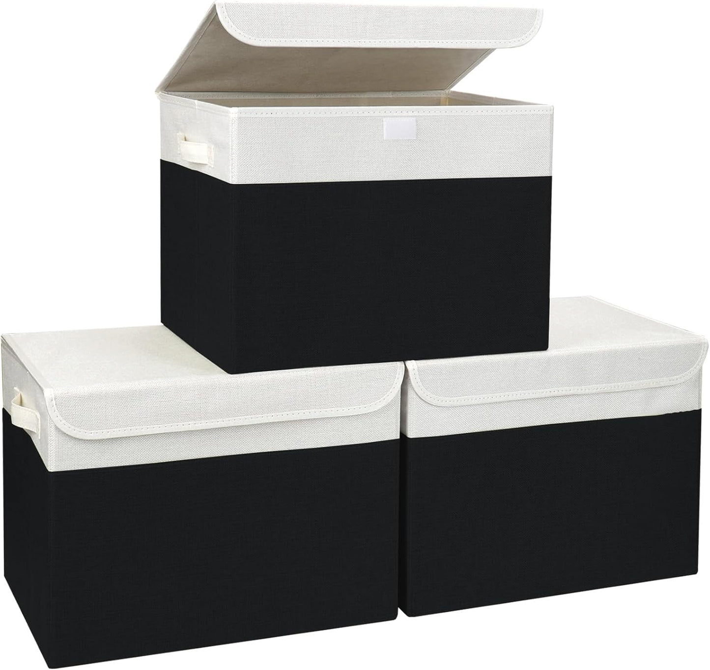 Large 17in Collapsible Stackable Storage Bins with Lids - 3-Pack