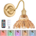 Battery Operated Wall Sconce with Amber Lily Glass Shade
