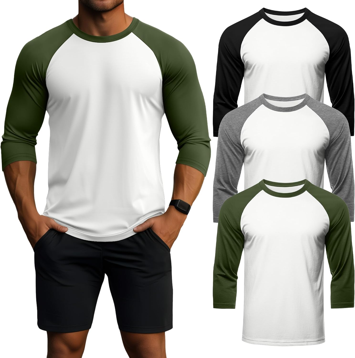 Men's 3/4 Sleeve Shirts for Comfort and Style in Any Occasion