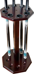 Freestanding Billiard Cue Rack for 8 Cues - Wooden Floor Stand